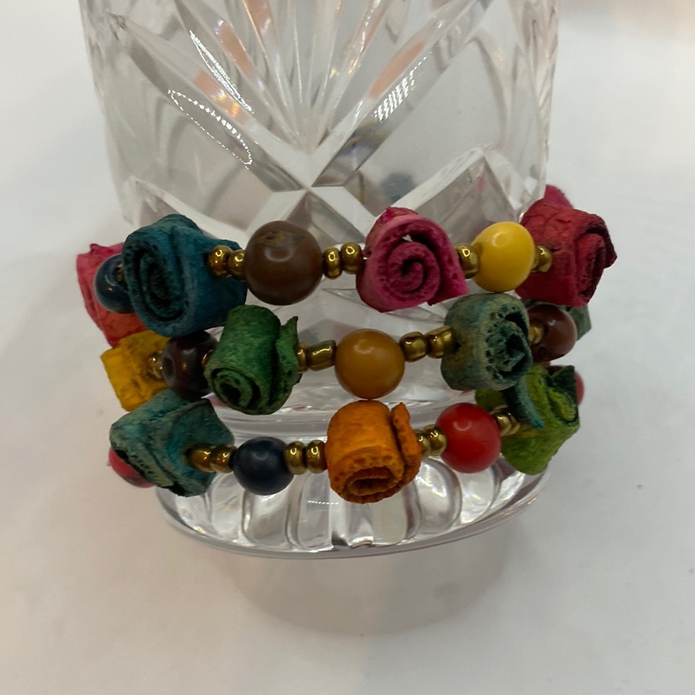 Artisan bead paper machete bracelet wrap style Boho Beautiful!